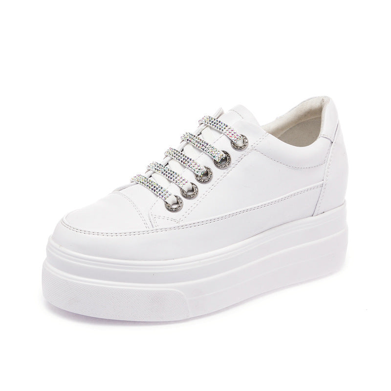 Women's Platform White Spring Small Height Increasing Casual Shoes