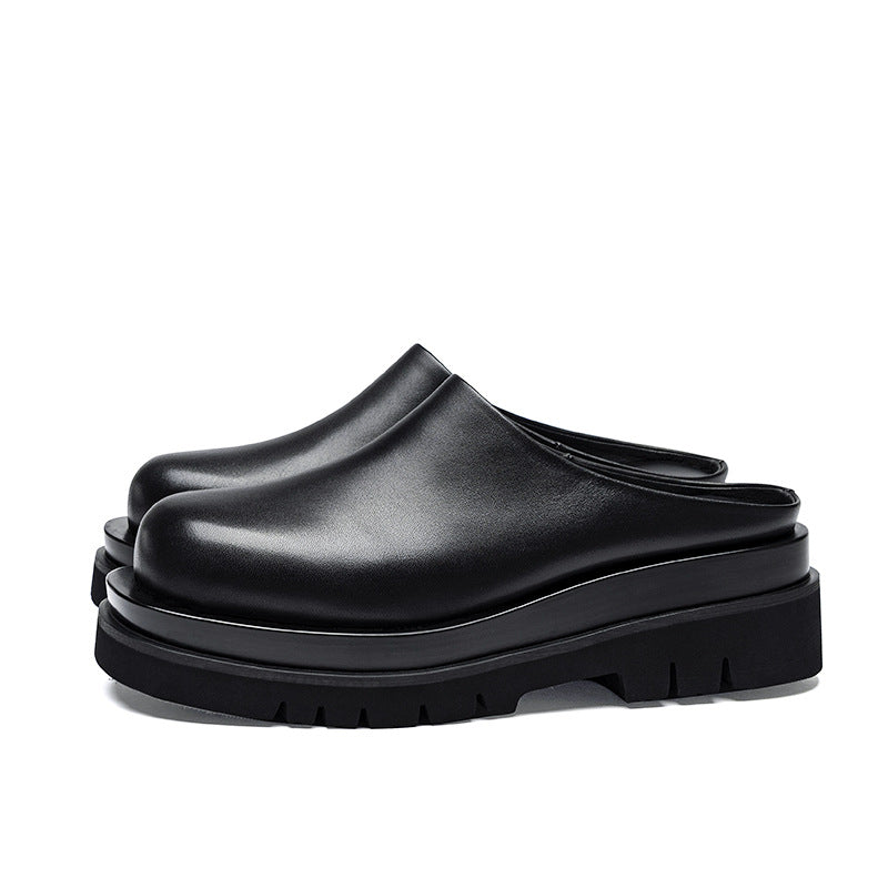 Men's Thick Bottom Toe Cap Half Genuine Sandals