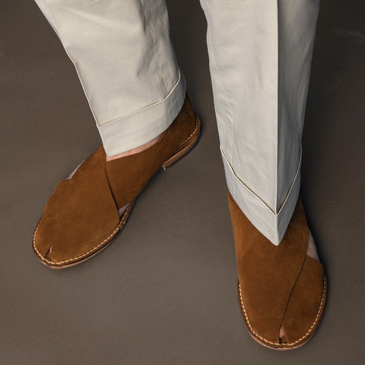 Men's Summer Cowhide Suede Handmade Roman Comfortable Sandals