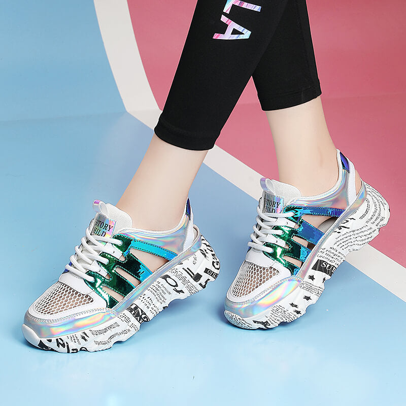 Women's Toe Summer Versatile Niche Platform Mesh Surface Hollowed Leisure Sandals