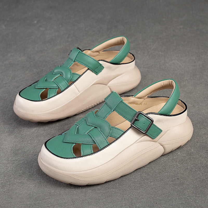 Women's Breathable Buckle Thick Bottom Top Layer Women's Shoes