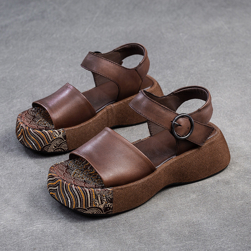 Peep Toe Light Luxury Color Matching Velcro Sandals