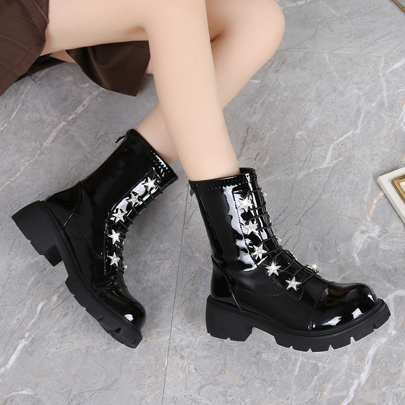Size Sweet Cool Black Platform High Boots