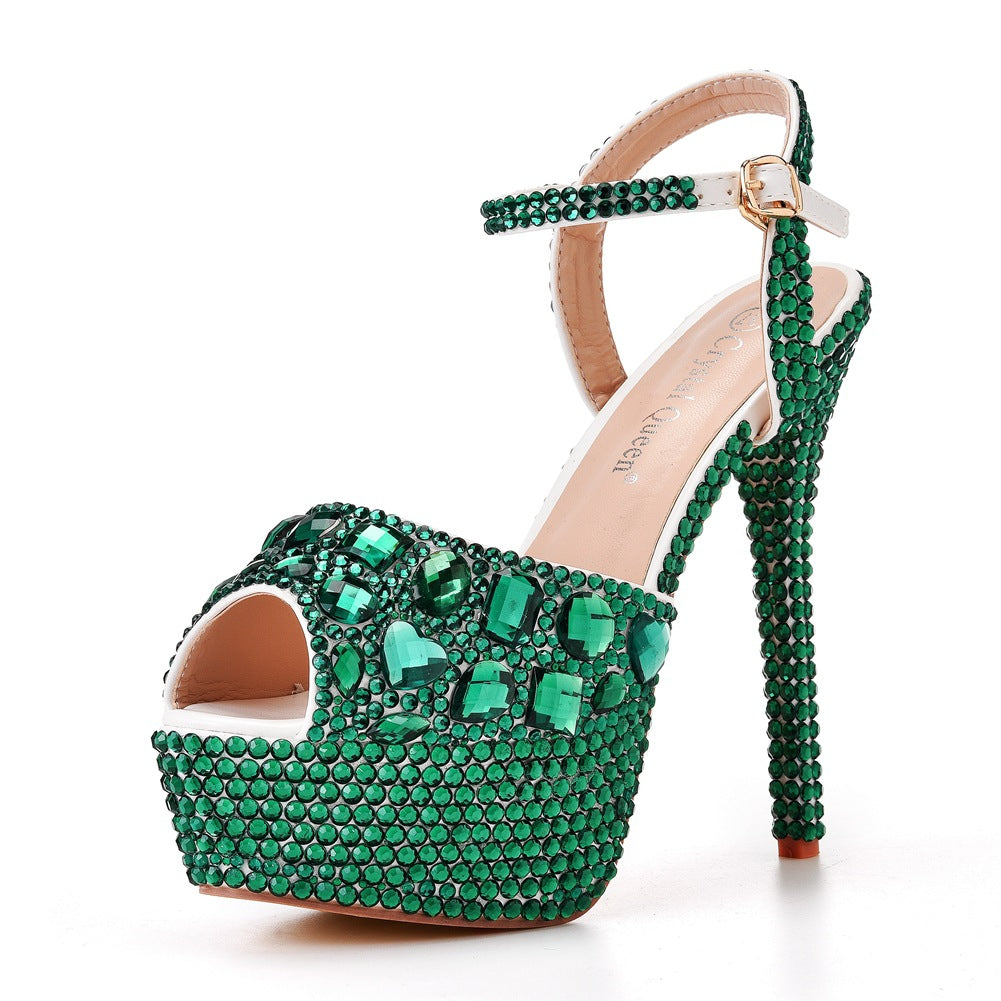 Stiletto Rhinestone Wedding Bridal Colorful Crystals Crystal Sandals