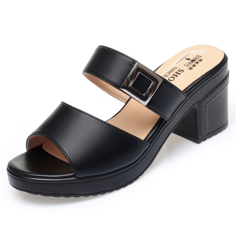 Women's Summer Mom Platform Plus Size Outer Wear Slippers
