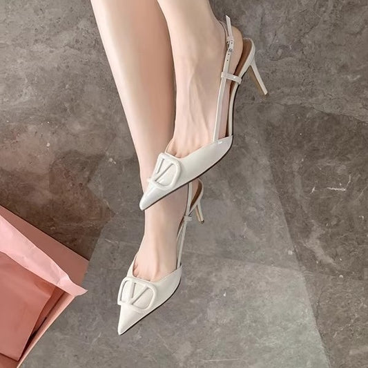 Women's Temperament Commute Leisure V Buckle Pointed High Heels