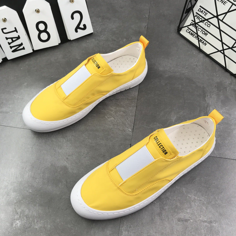 Men's Summer White Smart Guy Breathable Skateboard Slip-on Sneakers