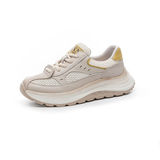 Women's Top Layer Cowhide Mesh Summer Breathable Casual Shoes