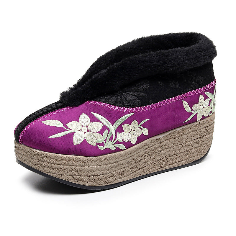 Women's Thick-soled Ethnic Embroidered Trendy Slip-on Women's Shoes