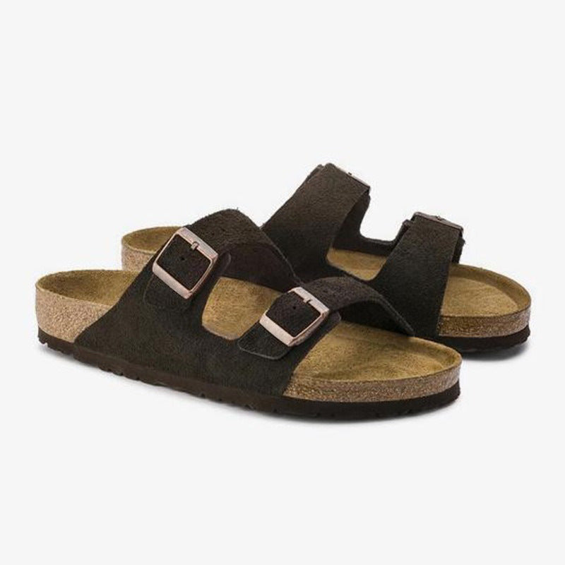 Women's & Men's Full Cowhide Genuine Cork Double-breasted Outerwear Sandals