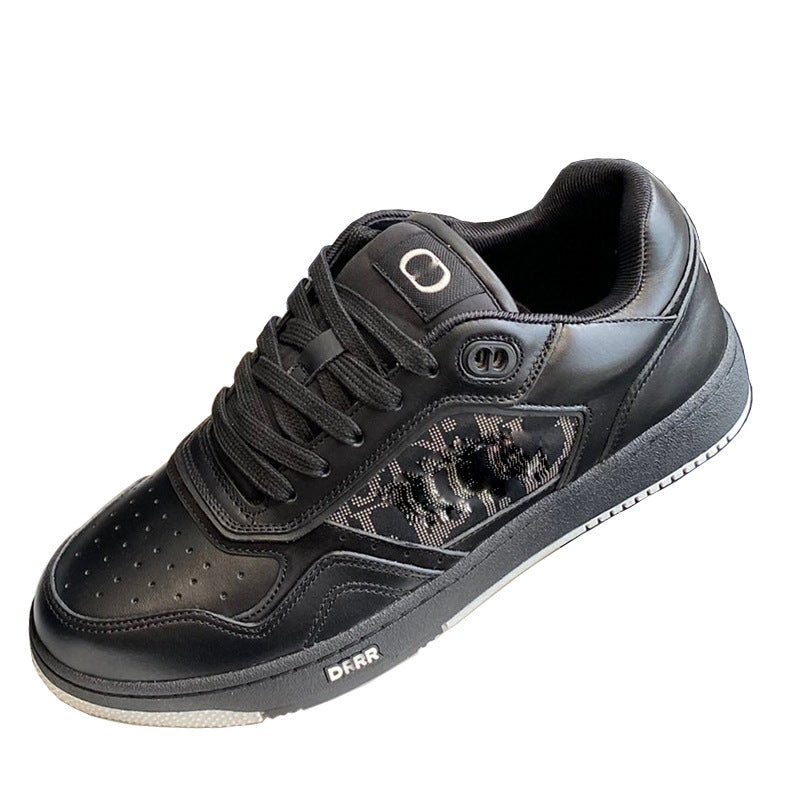 Men's Popular Low Cut Cowhide Color Matching Sneakers