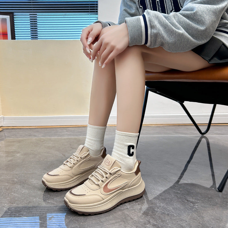 Women's Korean Style Trendy Autumn Platform Height Increasing Breathable Casual Shoes
