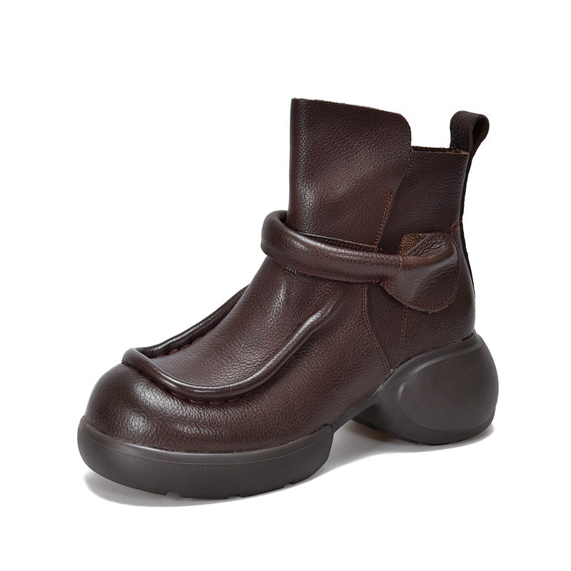 Women's Toe Genuine First Layer Cowhide Platform Boots