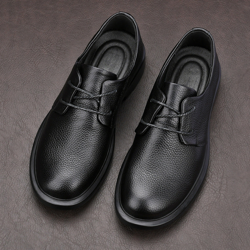 Men's British Style Breathable Top Layer Cowhide Comfortable Soft Men's Casual Leather Shoes