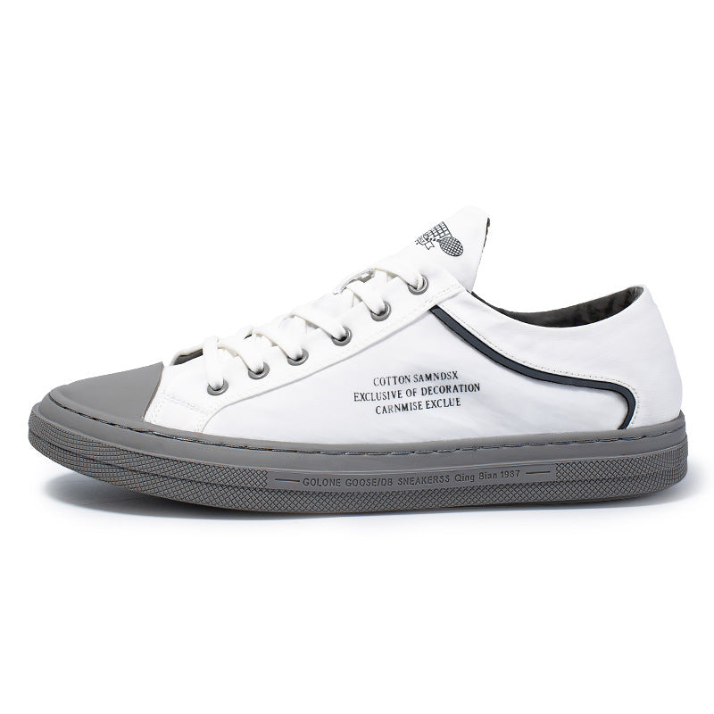 Men's Popular Trendy White Skateboard Cloth Canvas Shoes