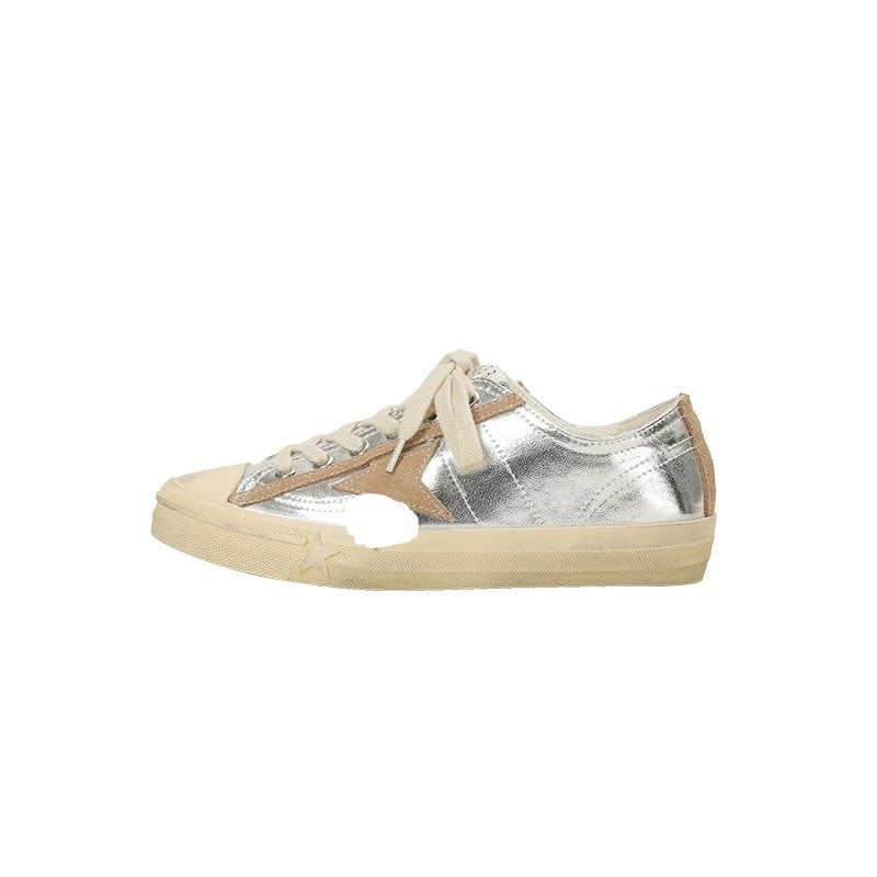 Women's Genuine Sier Dirty White Sports Casual Shoes
