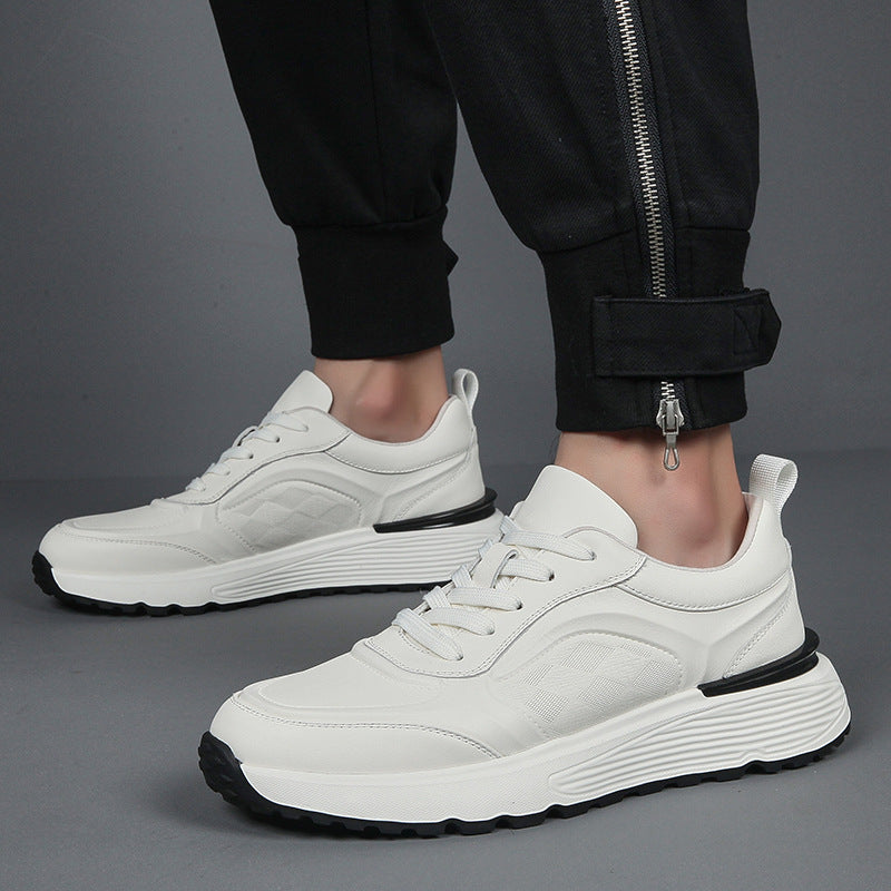 Men's Autumn Versatile Thick Bottom Daddy Cowhide Sneakers