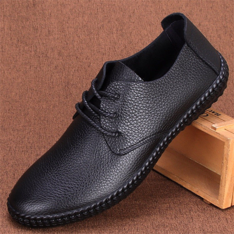 Hollow Genuine Driving Soft Bottom Lace Leather Shoes