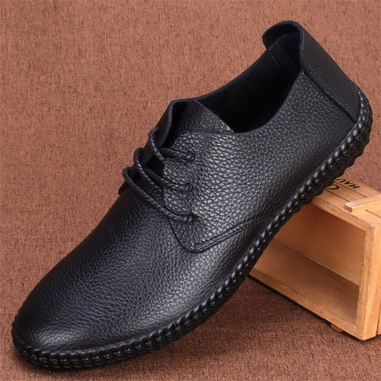 Hollow Genuine Driving Soft Bottom Lace Leather Shoes