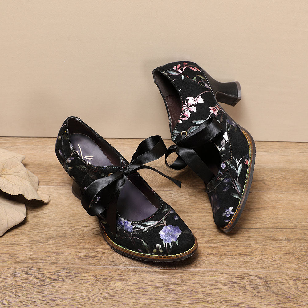 Women's & Men's Blue Meng Die Metal Flower Antique Style Plus Size Women's Shoes