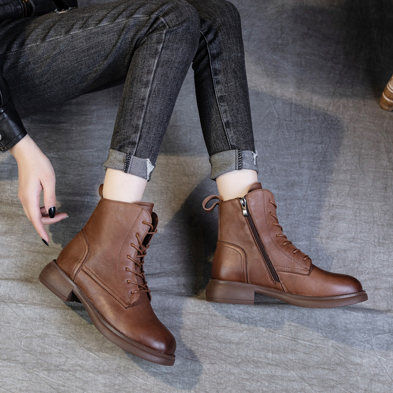 Women's Veet Short Retro Cowhide Martin Fashion Boots
