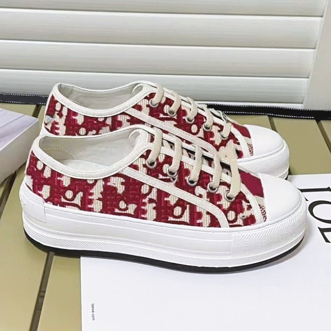 Women's Letter Embroidered Classic Electric Thick Bottom Canvas Shoes
