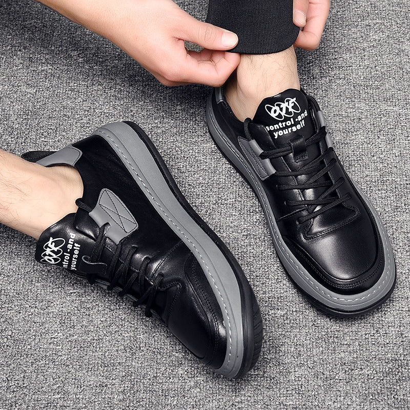 Men's Cowhide Spring Sports Trendy Korean Style Sneakers