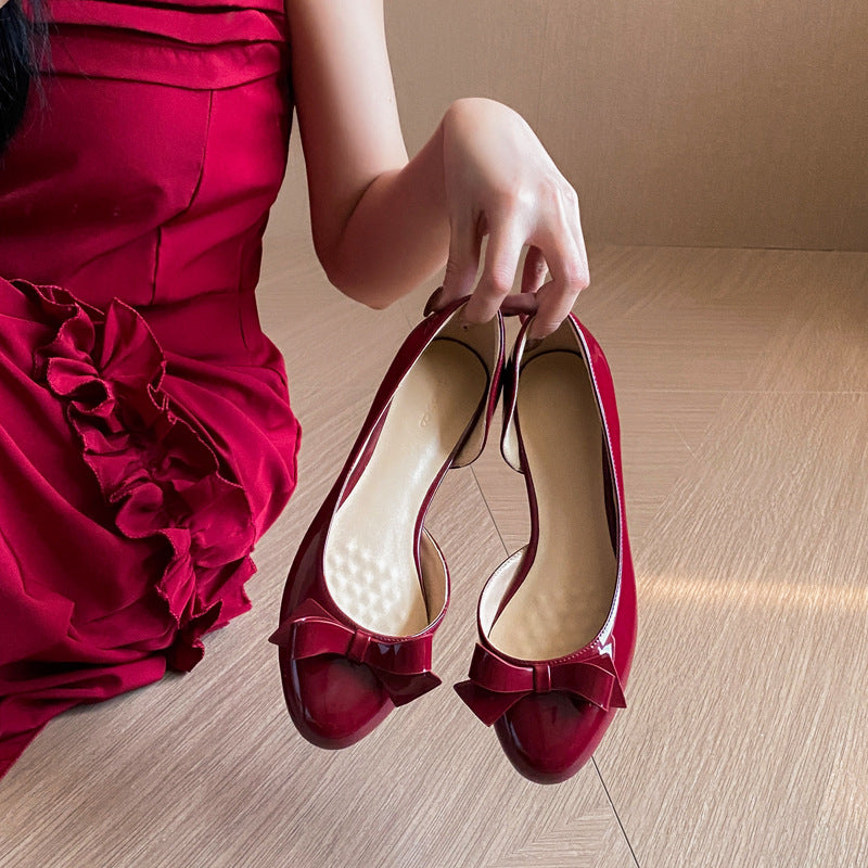 Women's Bow Low-cut Slip-on Side Empty Summer Gentle Women's Casual Shoes