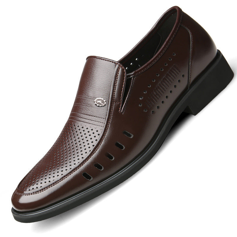 New Men's Hollow Formal Slip-on Dad Men's Business Leather Shoes