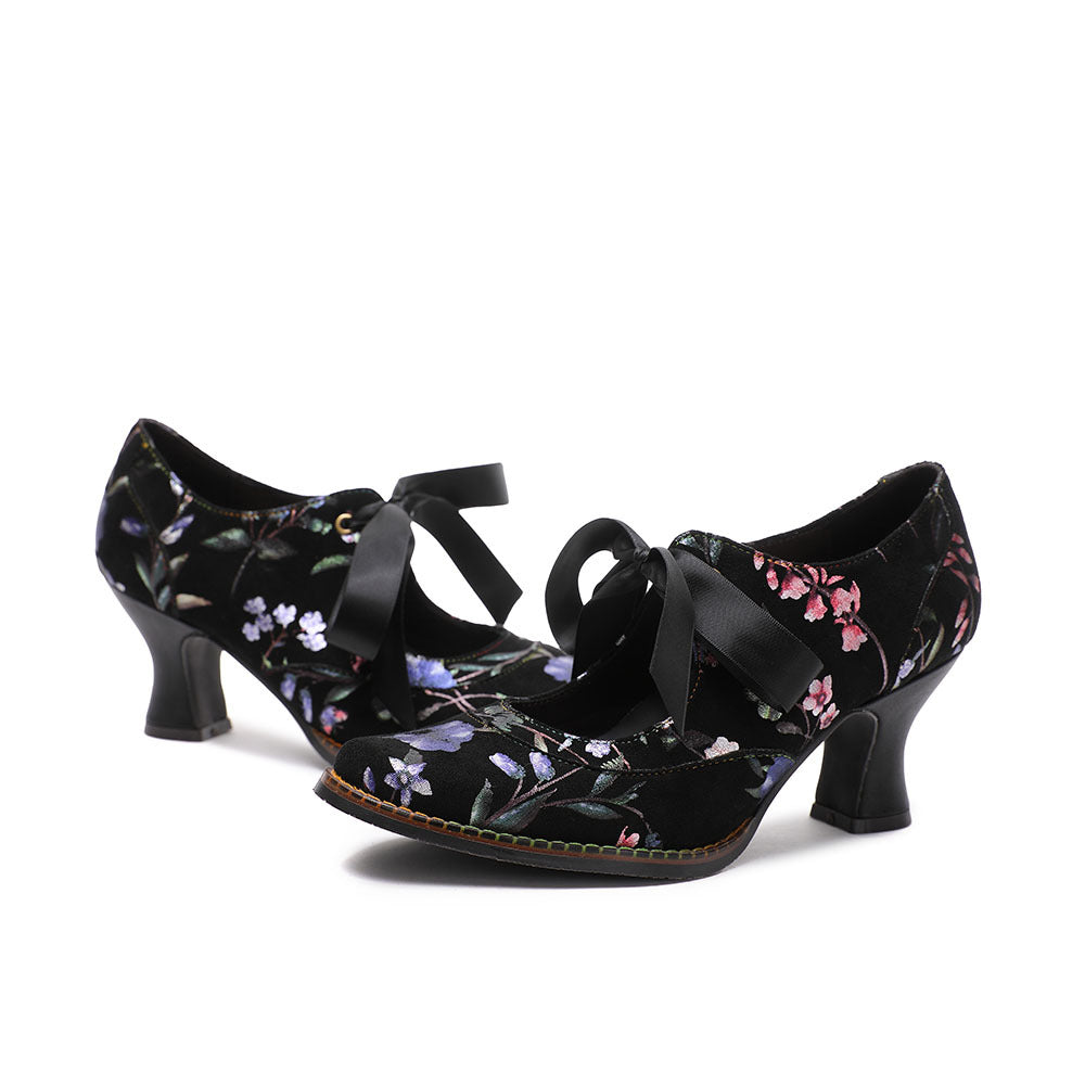 Women's & Men's Blue Meng Die Metal Flower Antique Style Plus Size Women's Shoes