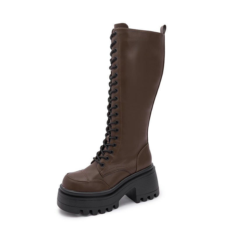 Women's Thick Bottom Knight Hidden Elevator Knee-high Boots
