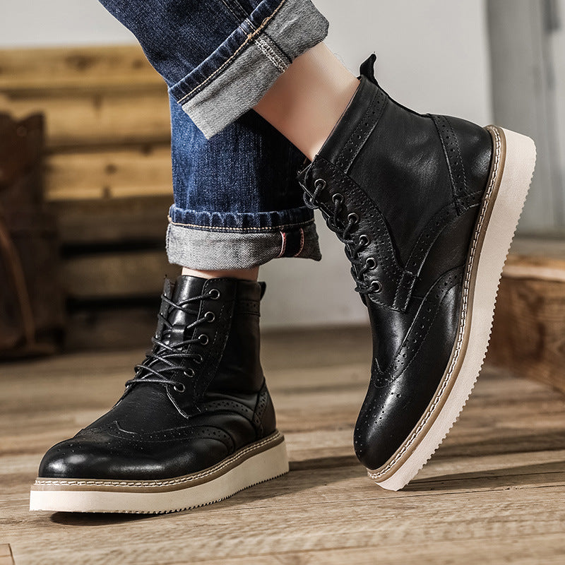 Men's British American Retro Rub Colored Worker Boots