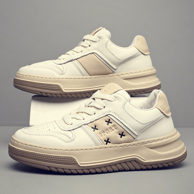 Men's Top Layer Cowhide Fashion Black Platform Men's Shoes