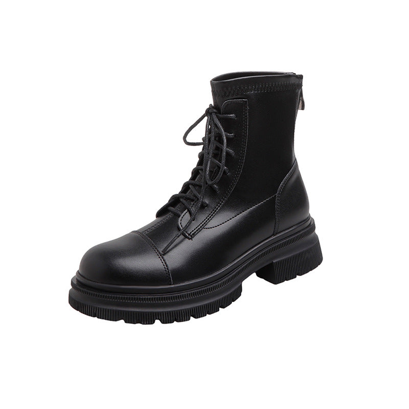 Women's Martin Short Brown British Style Knight Boots