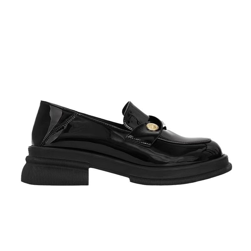 Women's Small Gold Coins British Style Thick Loafers