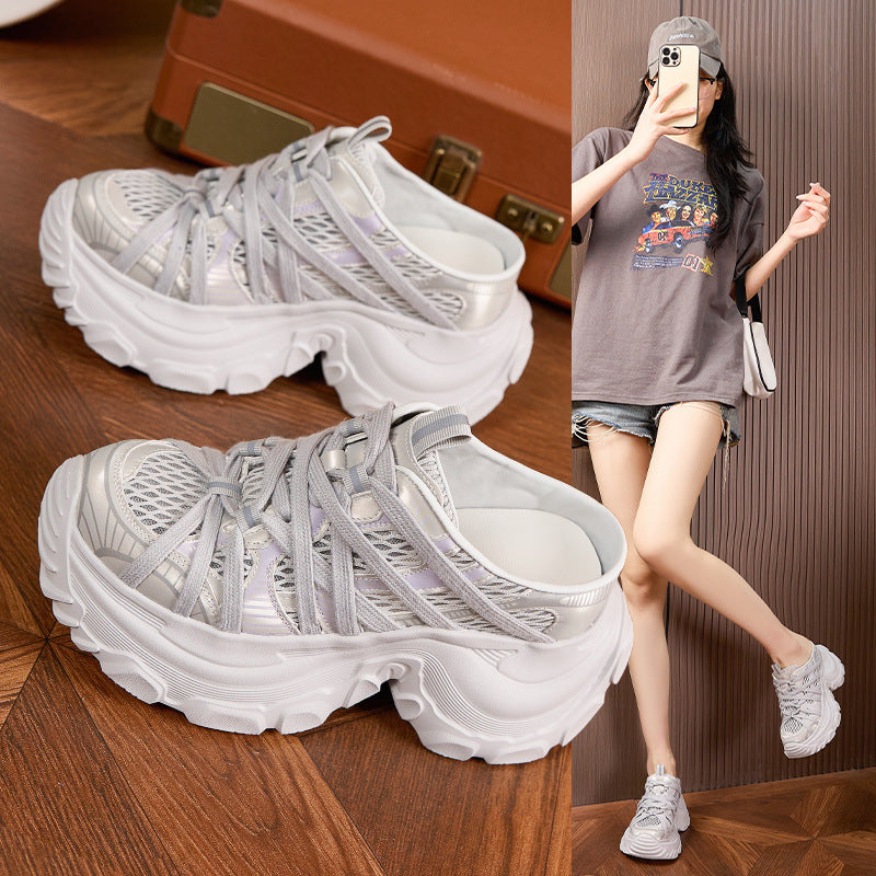 Women's Dad Summer Breathable Mesh Height Increasing Insole Toe Box Sandals