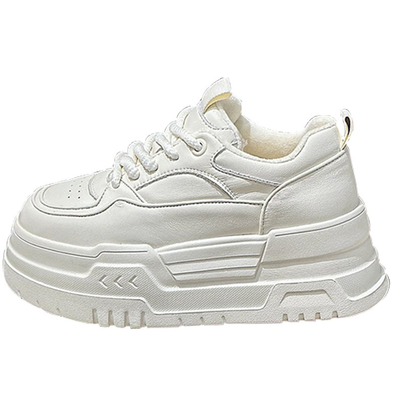 Women's Platform White Genuine Pumps Increased Fashion Casual Shoes