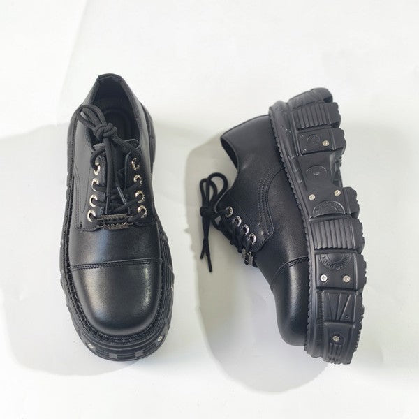Fashion Punk Big Head Platform Tank Leather Shoes