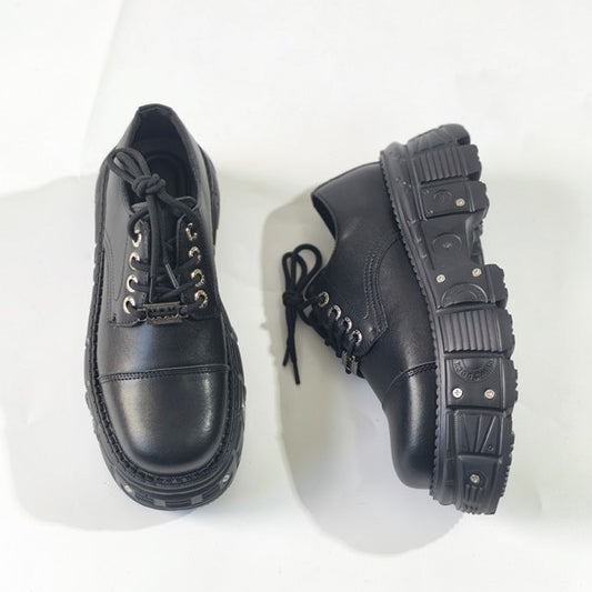 Fashion Punk Big Head Platform Tank Leather Shoes