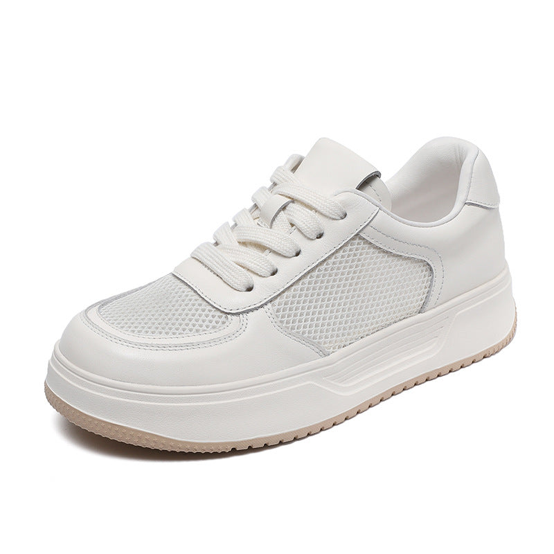 Women's Mesh White Breathable Platform Board Casual Shoes