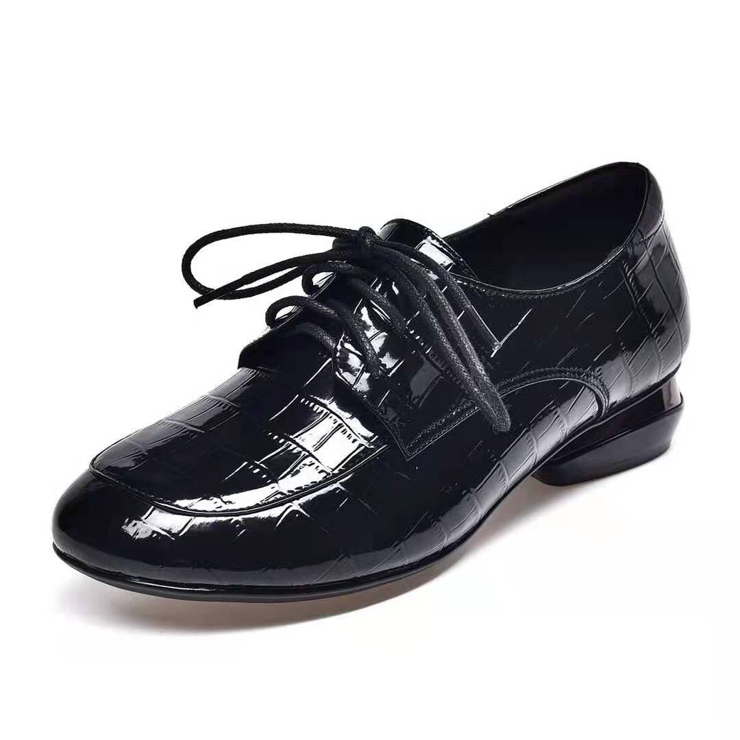 Women's Spring Retro Round Toe Pumps Thick With British Women's Casual Shoes