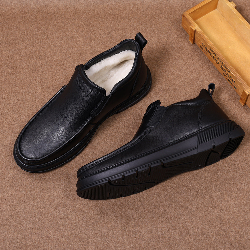 Men's First Layer Cowhide Winter Comfortable Warm Wool Men's Shoes