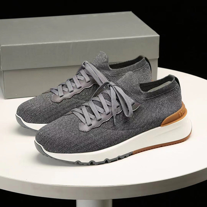 Men's Cashmere Mesh With Light Cow Suede Sneakers