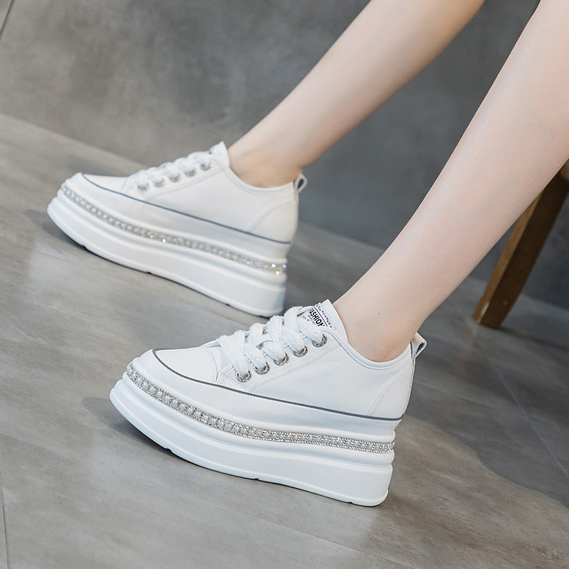Women's Hidden White Fleece-lined Autumn Platform Sports Heels