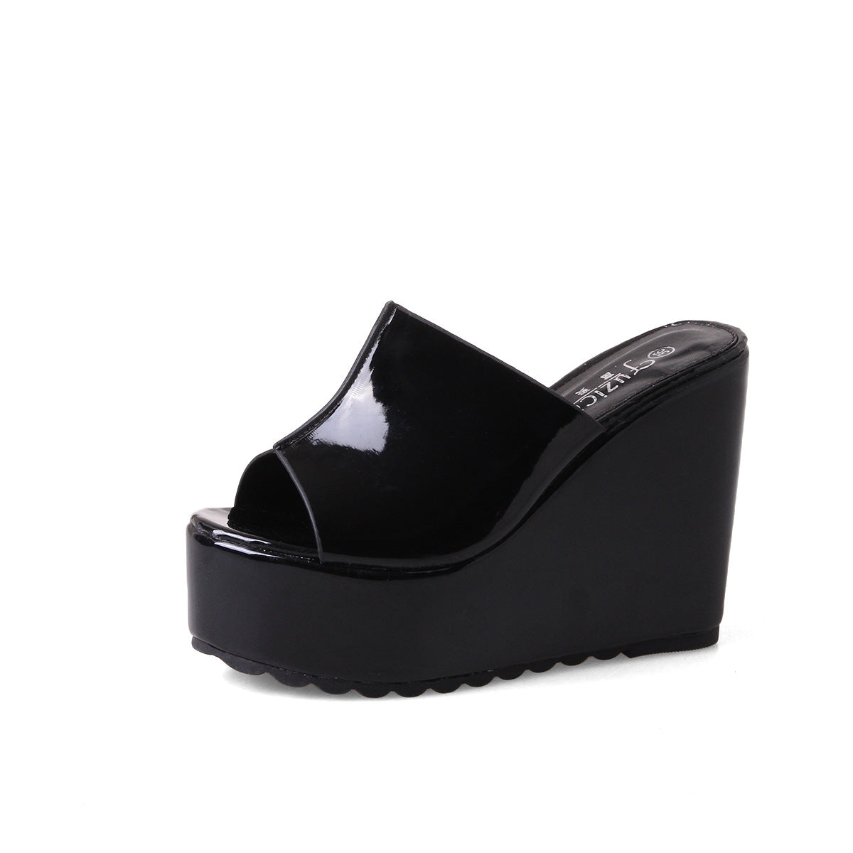 Women's Wedge Thick-soled Pink Patent Platform High Sandals