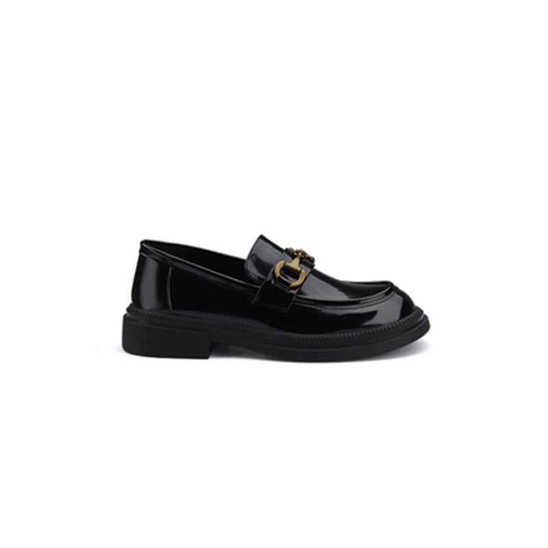 Women's British Retro Metal Buckle Round Head Loafers
