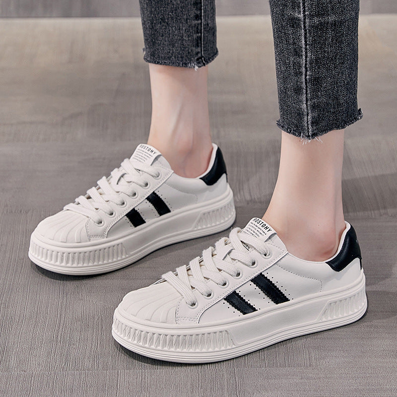 Women's Genuine Shell Head White Autumn Korean Casual Shoes