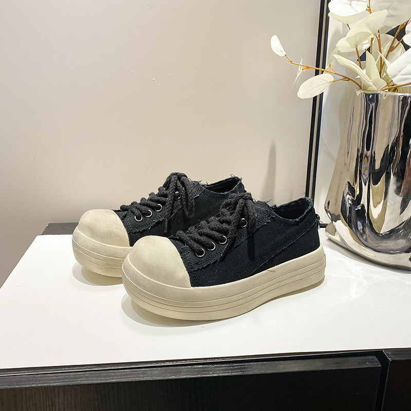 Sole Height Increasing Mickey Denim Couple Sports Sneakers