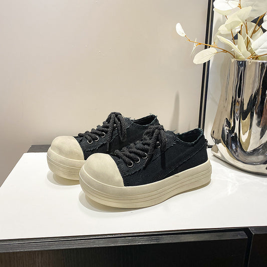 Sole Height Increasing Mickey Denim Couple Sports Sneakers