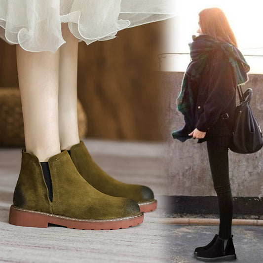 Women's Elastic Martin For British Style Flat Ankle Boots